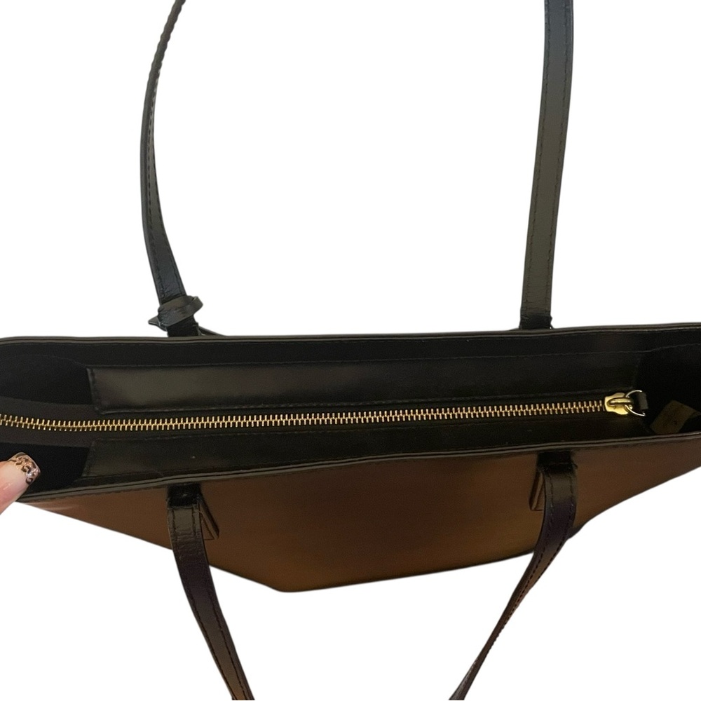 KATE SPADE Black Leather Medium Tote w Spade Bag Charm - Picture 7 of 15
